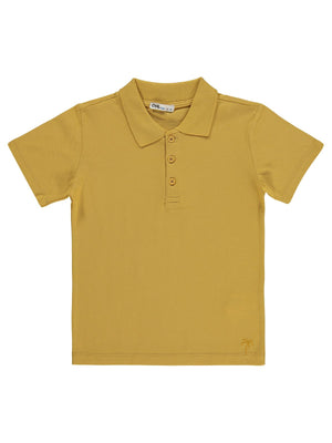 Civil Boys Erkek Çocuk Palmiye Nakışlı Polo Yaka 6-9 Yaş Tişört - Hardal