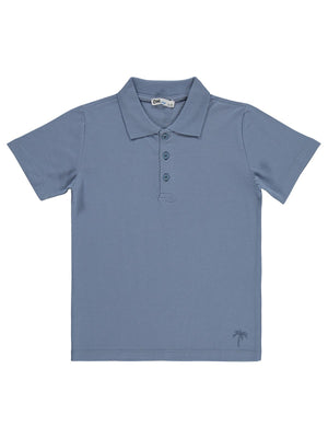 Civil Boys Erkek Çocuk Palmiye Nakışlı Polo Yaka 6-9 Yaş Tişört - Mavi