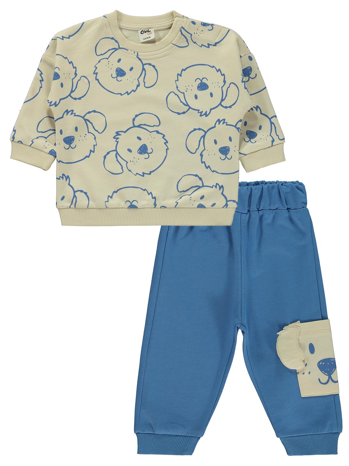 Civil Baby Köpek Baskılı 6-18 Ay Takım - Bej