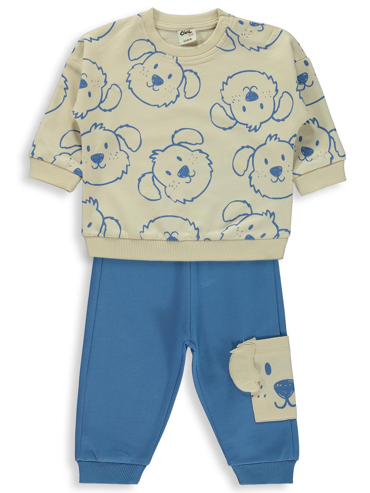 Civil Baby Köpek Baskılı 6-18 Ay Takım - Bej