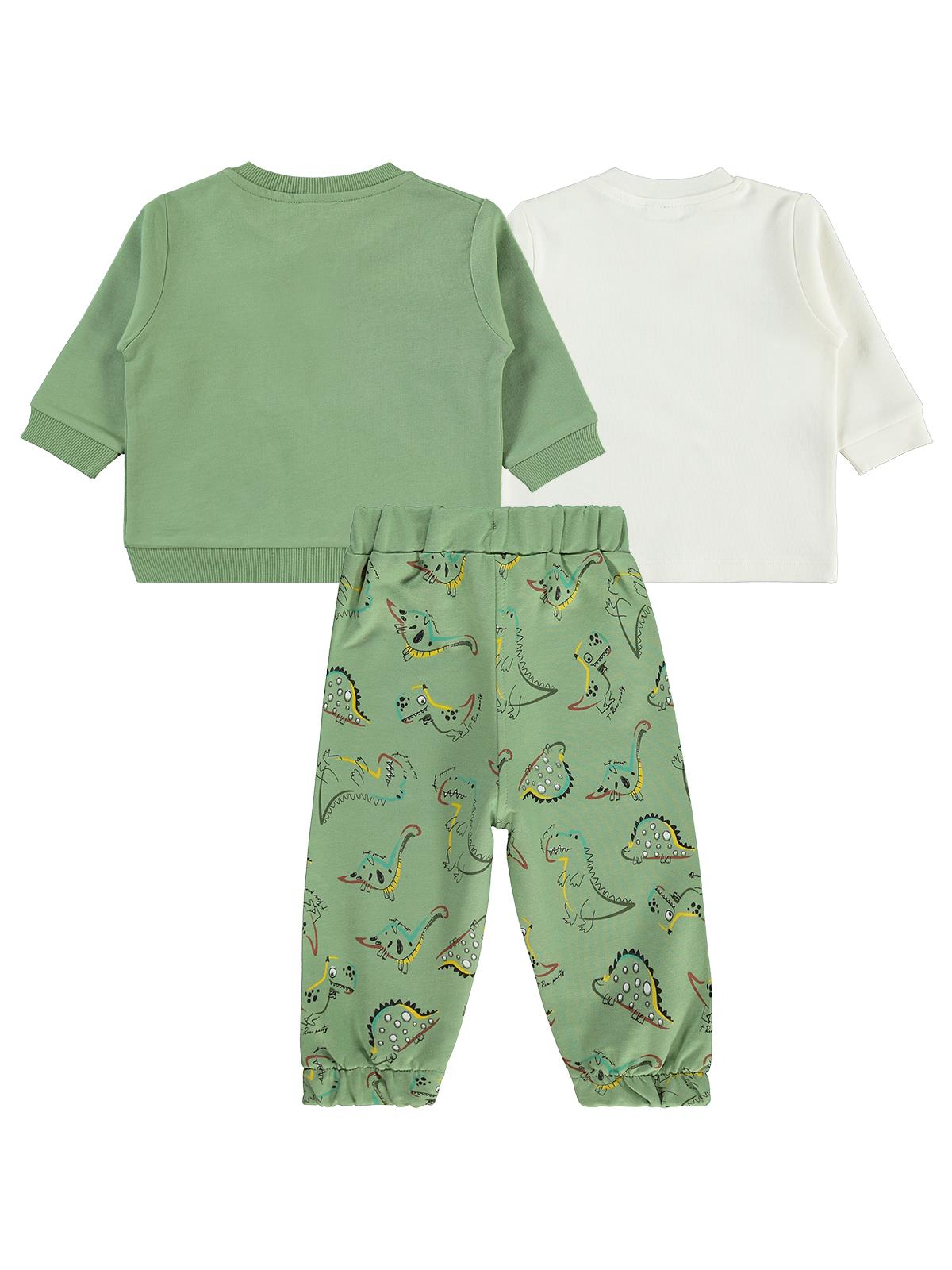 Civil Baby Dıno Nakışlı Hırkalı 6-18 Ay Takım - Haki