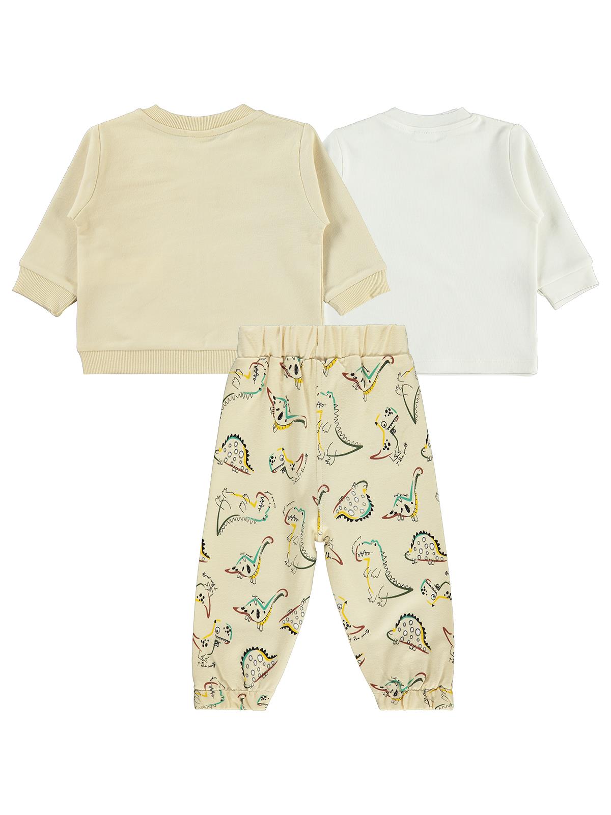 Civil Baby Dıno Nakışlı Hırkalı 6-18 Ay Takım - Bej