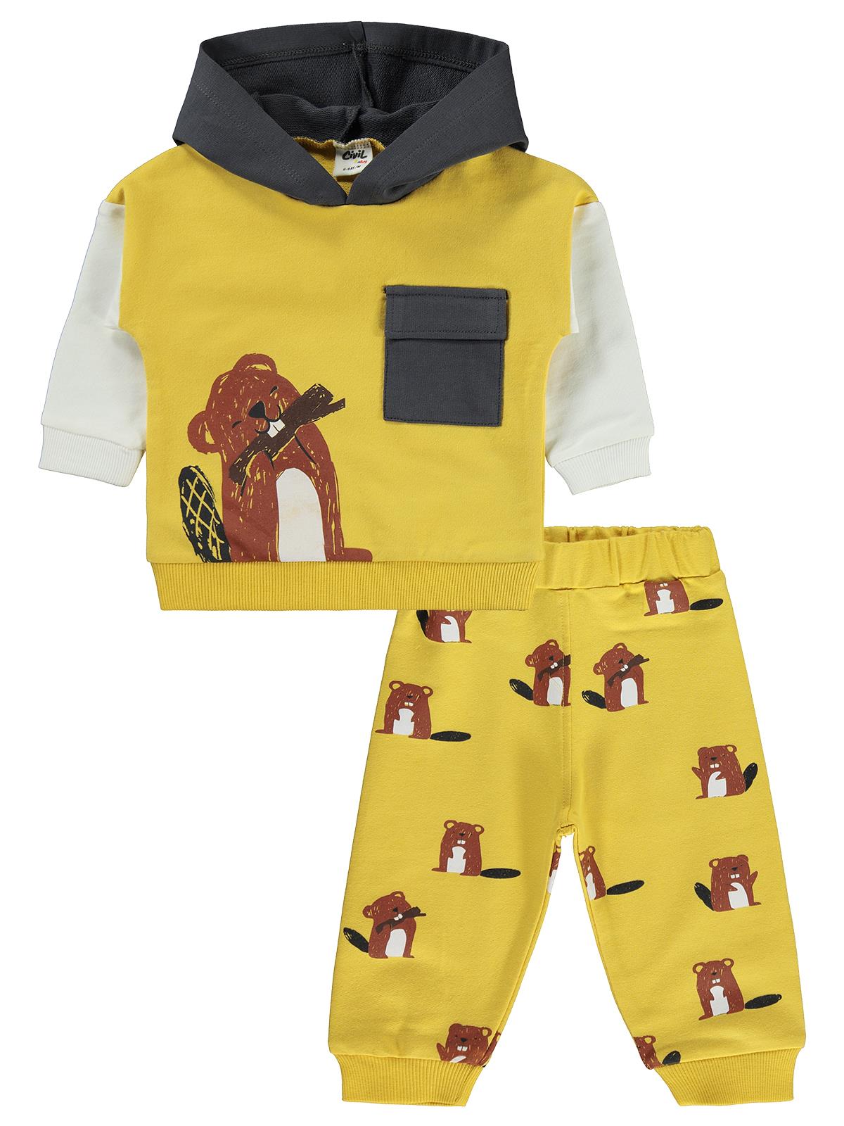 Civil Baby Cepli Kapşonlu 6-18 Ay Takım - Hardal