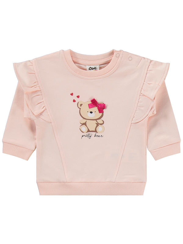 Civil Baby Fiyonklu Ayıcık Baskılı 6-18 Ay Takım - Pembe