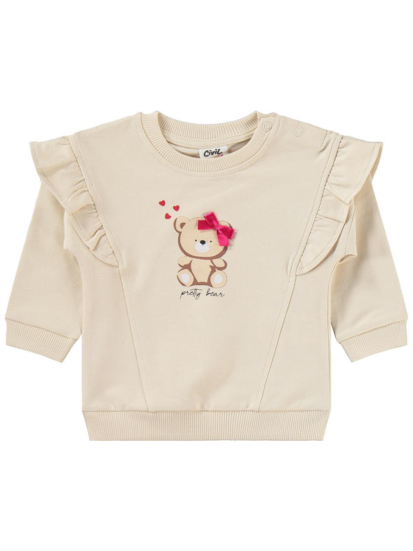 Civil Baby Fiyonklu Ayıcık Baskılı 6-18 Ay Takım - Bej