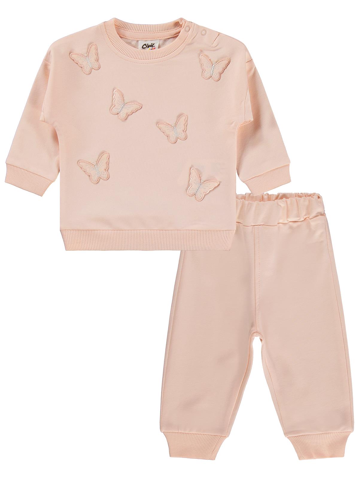 Civil Baby Kelebek Nakışlı 6-18 Ay Takım - Pembe