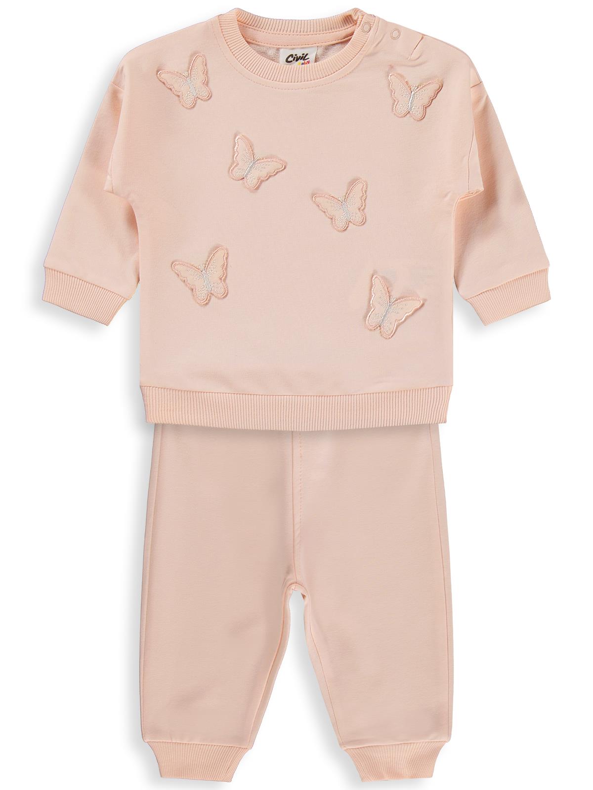 Civil Baby Kelebek Nakışlı 6-18 Ay Takım - Pembe