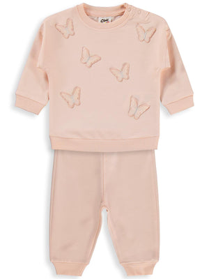 Civil Baby Kelebek Nakışlı 6-18 Ay Takım - Pembe
