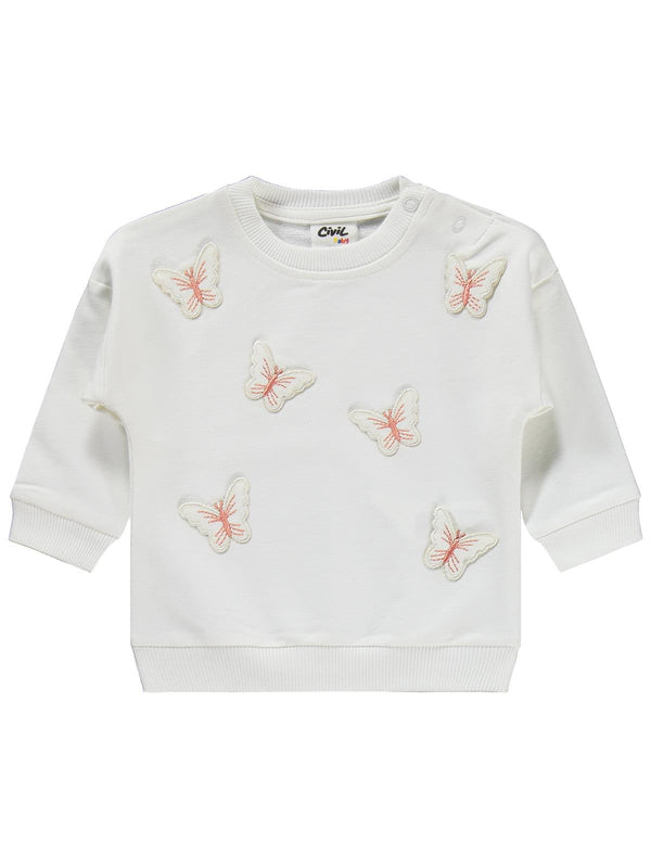 Civil Baby Kelebek Nakışlı 6-18 Ay Takım - Ekru