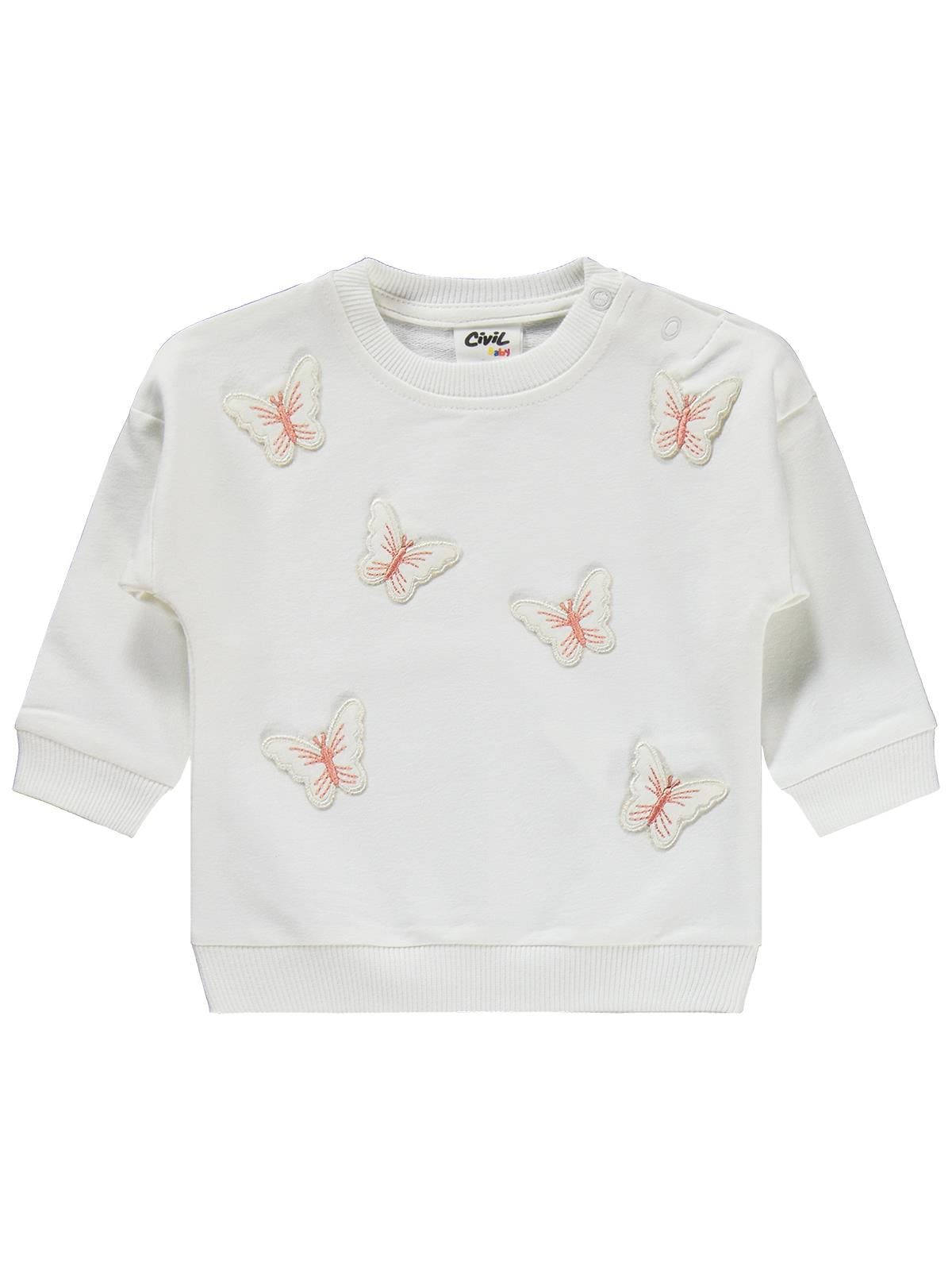 Civil Baby Kelebek Nakışlı 6-18 Ay Takım - Ekru