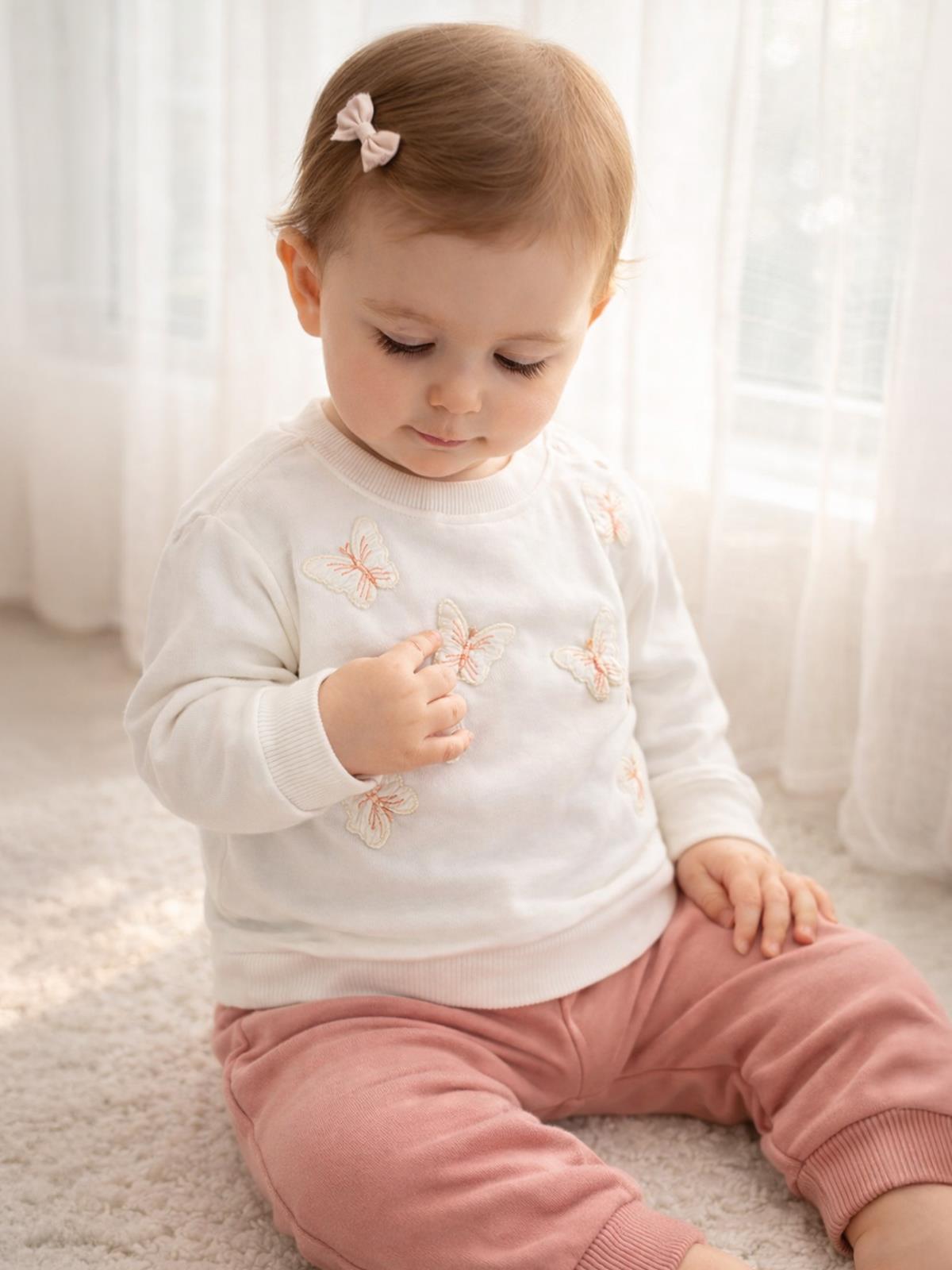 Civil Baby Kelebek Nakışlı 6-18 Ay Takım - Ekru