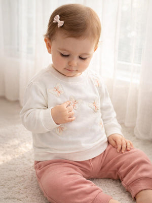 Civil Baby Kelebek Nakışlı 6-18 Ay Takım - Ekru