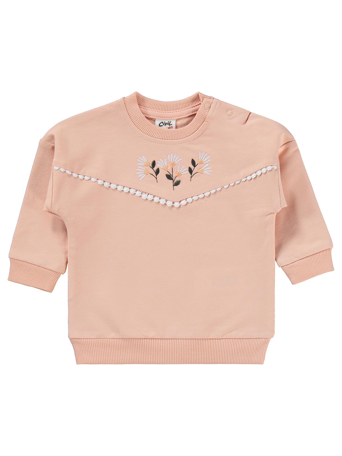Civil Baby Çiçek Nakışlı 6-18 Ay Takım - Pudra