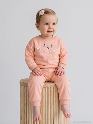 Civil Baby Çiçek Nakışlı 6-18 Ay Takım - Pudra