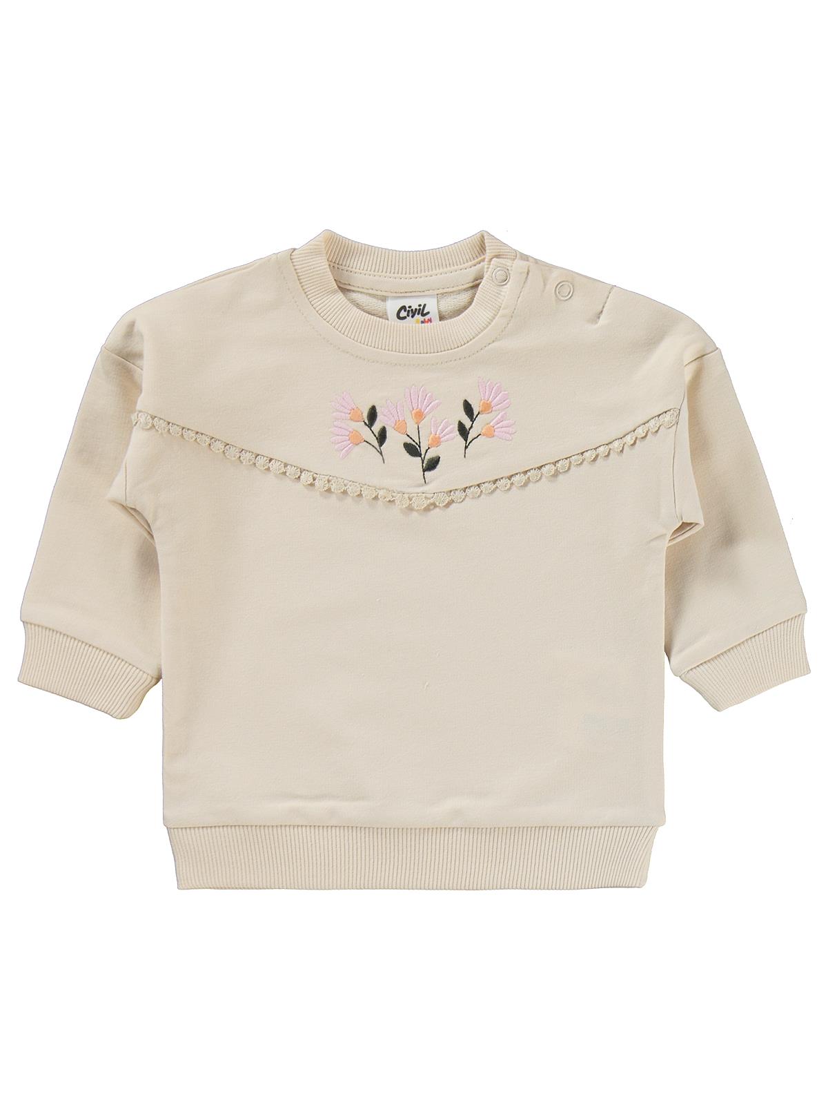 Civil Baby Çiçek Nakışlı 6-18 Ay Takım - Bej