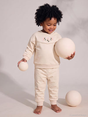 Civil Baby Çiçek Nakışlı 6-18 Ay Takım - Bej