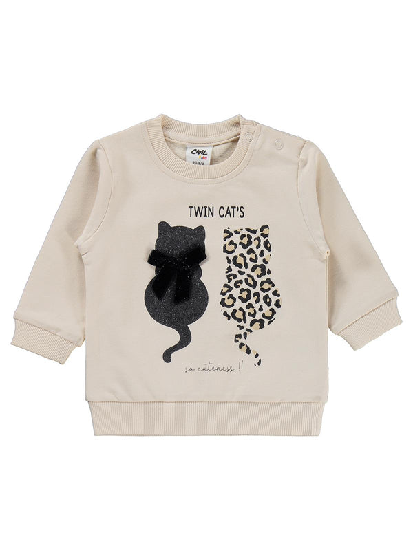Civil Baby Leopar Kedi Baskılı 6-18 Ay Takım - Bej