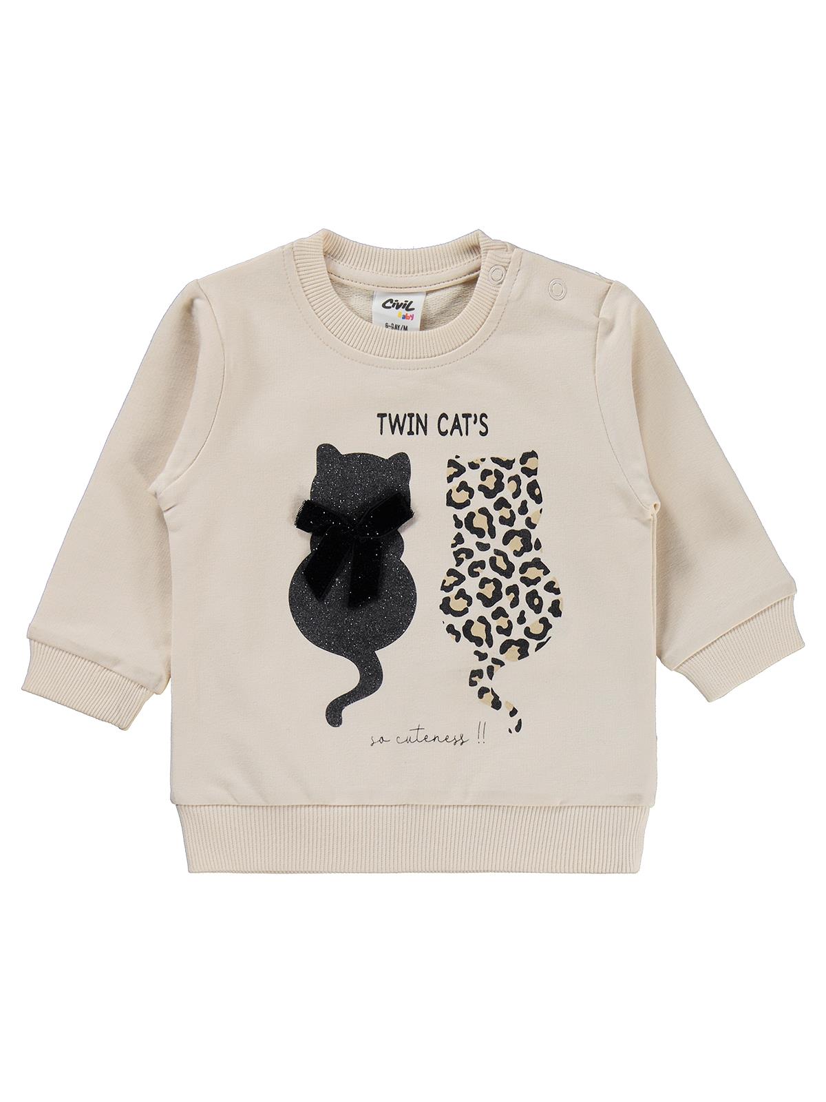 Civil Baby Leopar Kedi Baskılı 6-18 Ay Takım - Bej