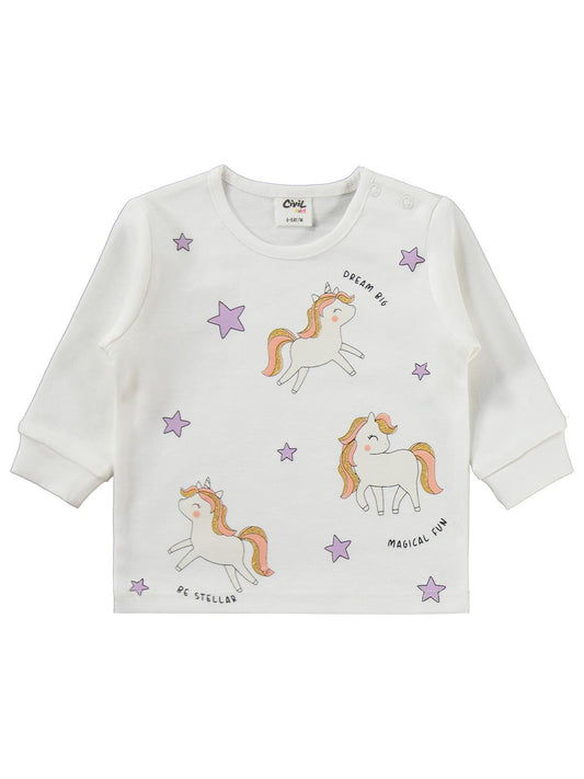 Civil Baby Unicorn Nakışlı Hırkalı 6-18 Ay Takım - Bej