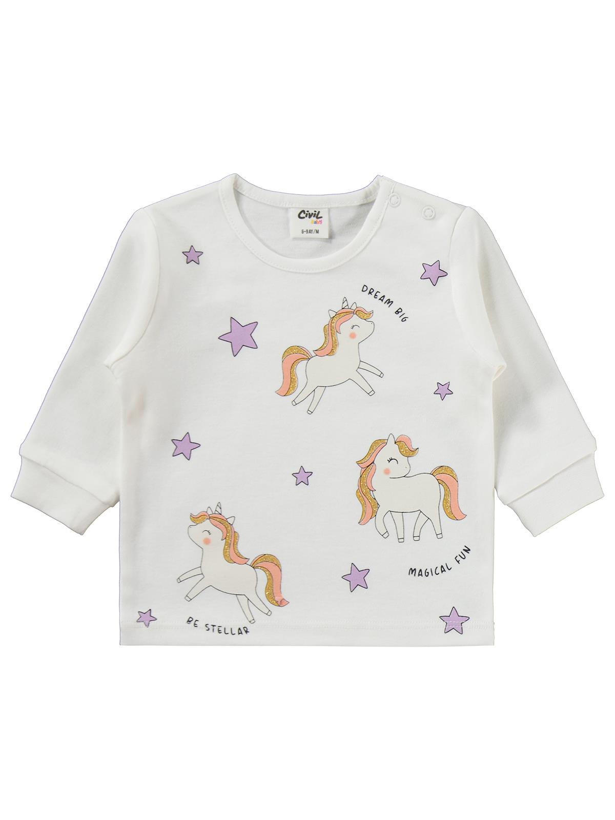 Civil Baby Unicorn Nakışlı Hırkalı 6-18 Ay Takım - Bej