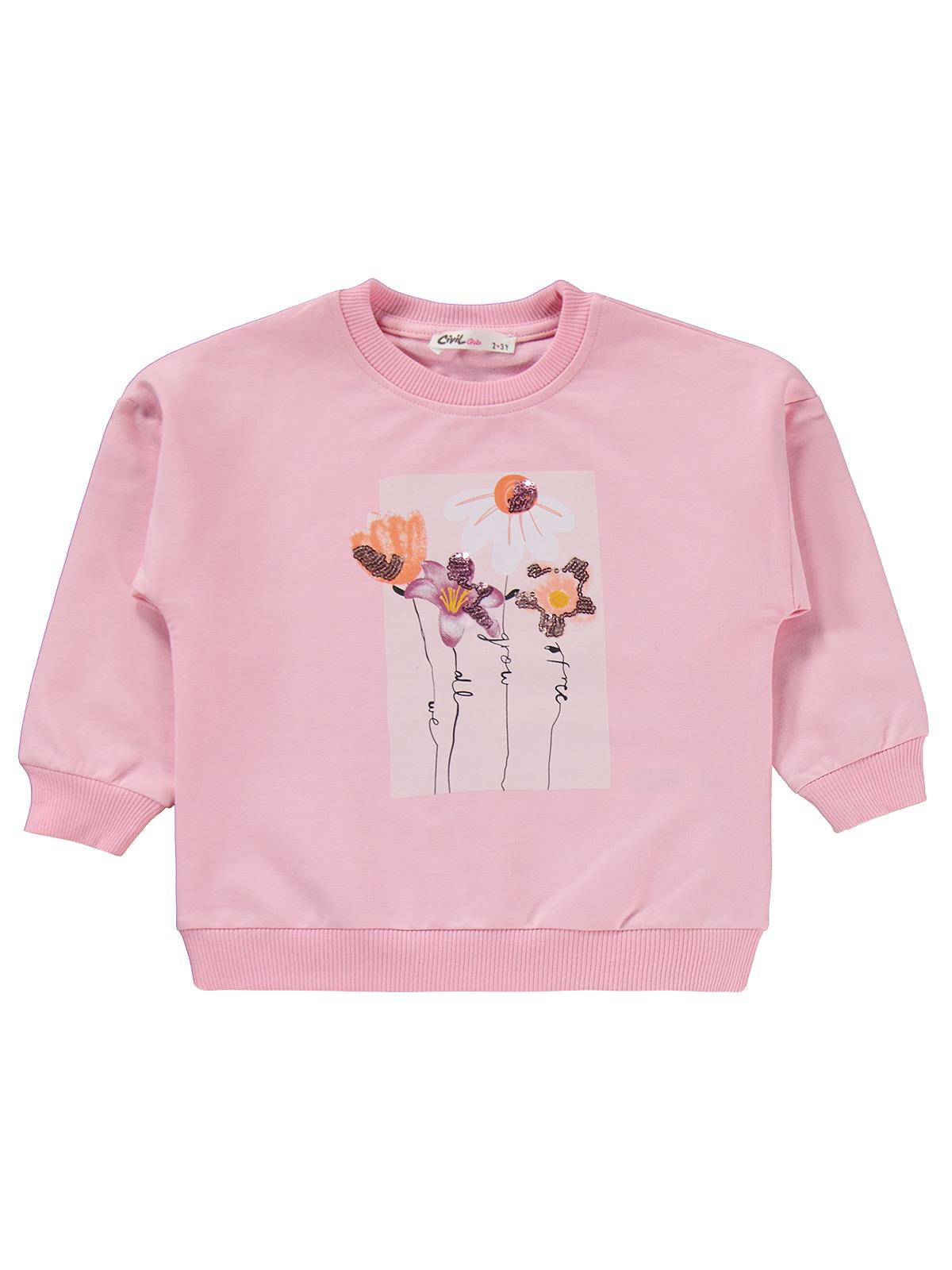 Civil Girls Çiçek Baskılı 2-5 Yaş Eşofman Takımı - Pembe