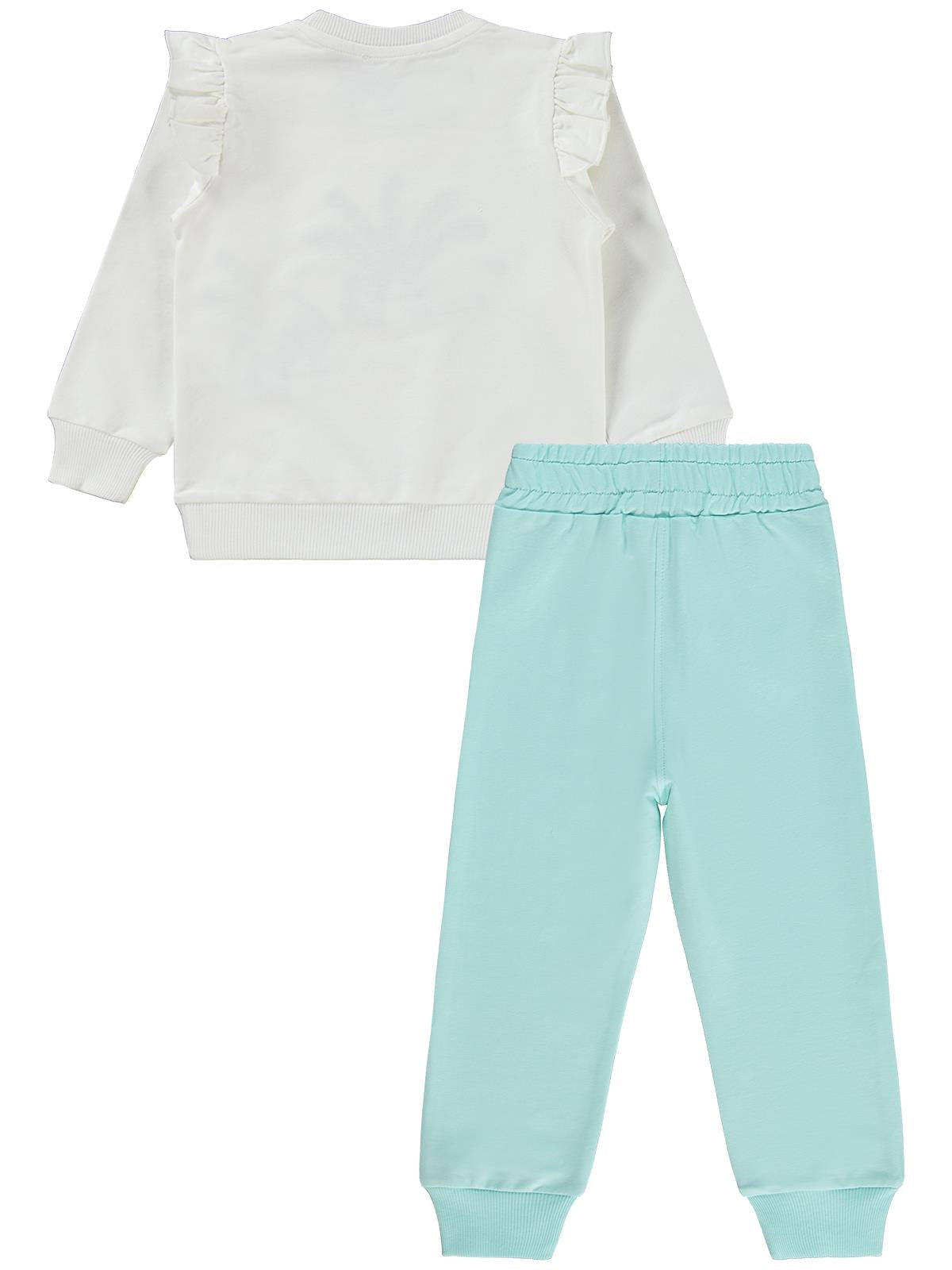 Civil Girls Tavus Kuşu Naskışlı 2-5 Yaş Eşofman Takımı - Ekru