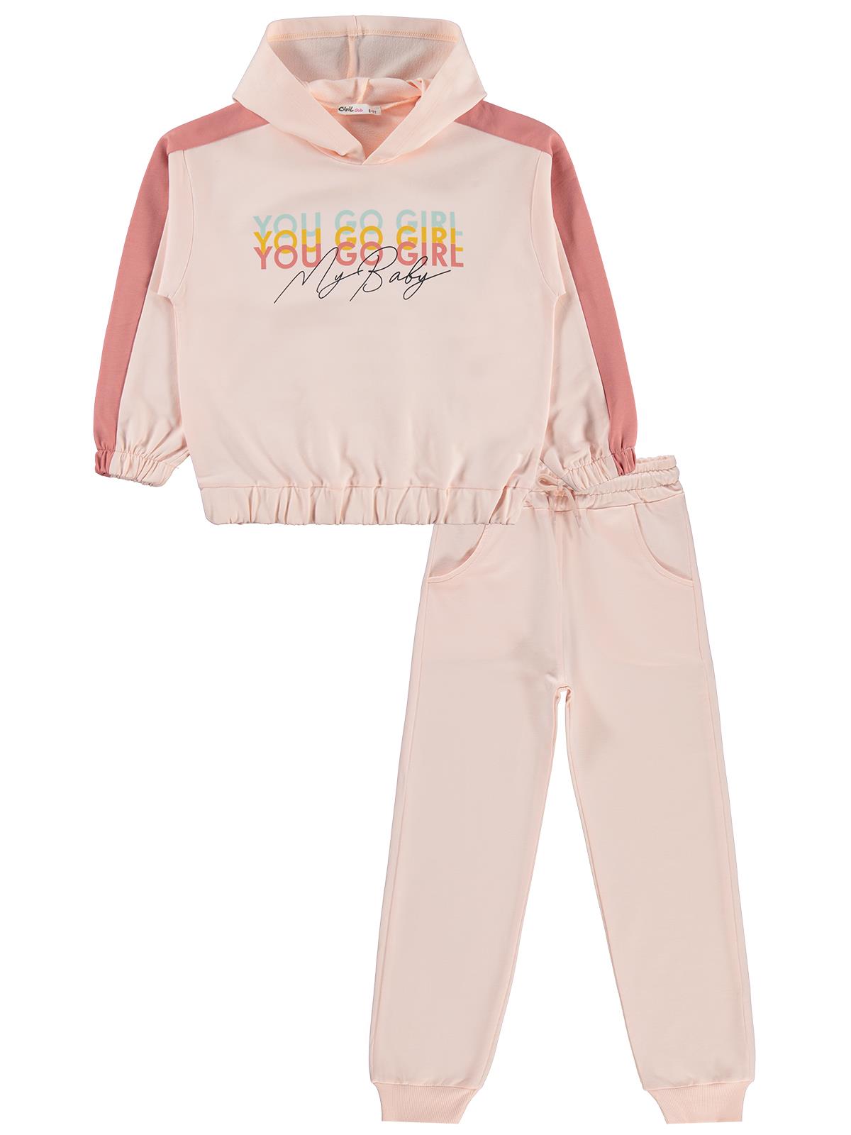 Civil Girls Kapşonlu 6-9 Yaş Eşofman Takımı - Pembe