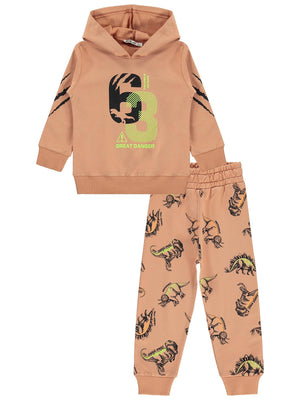 Civil Boys Kapşonlu 63 Baskılı 2-5 Yaş Eşofman Takımı - Kahve