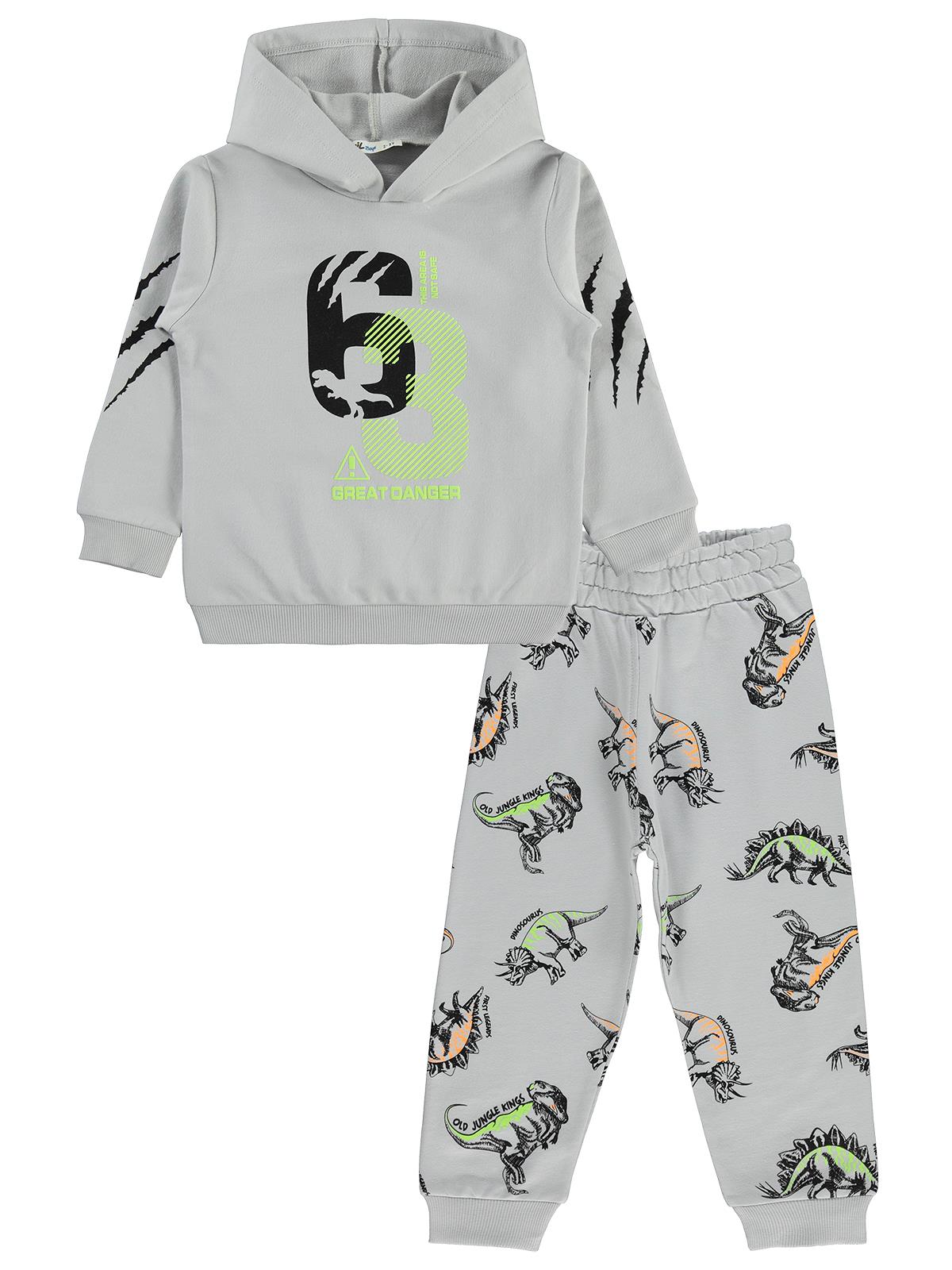 Civil Boys Kapşonlu 63 Baskılı 2-5 Yaş Eşofman Takımı - Gri