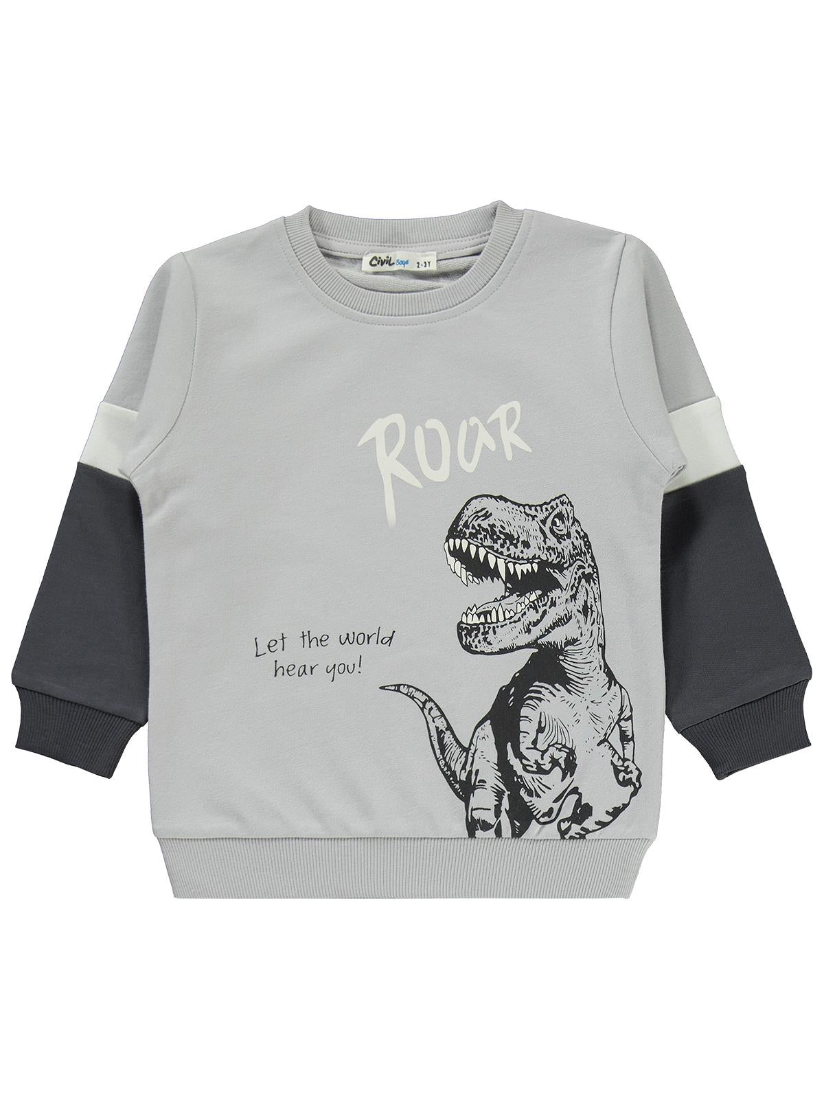 Civil Boys Dinazor Baskılı 2-5 Yaş Eşofman Takımı - Gri