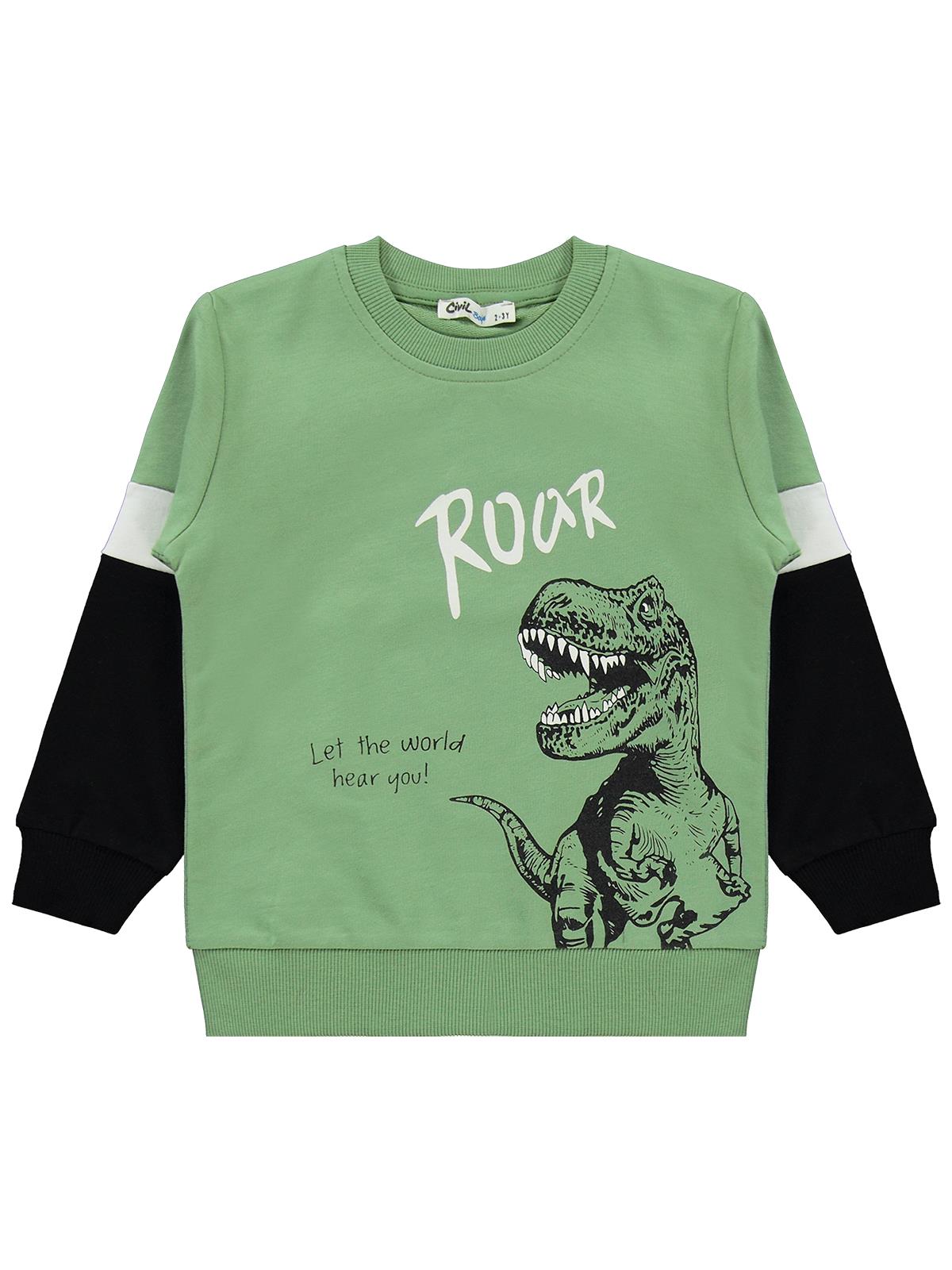 Civil Boys Dinazor Baskılı 2-5 Yaş Eşofman Takımı - Haki