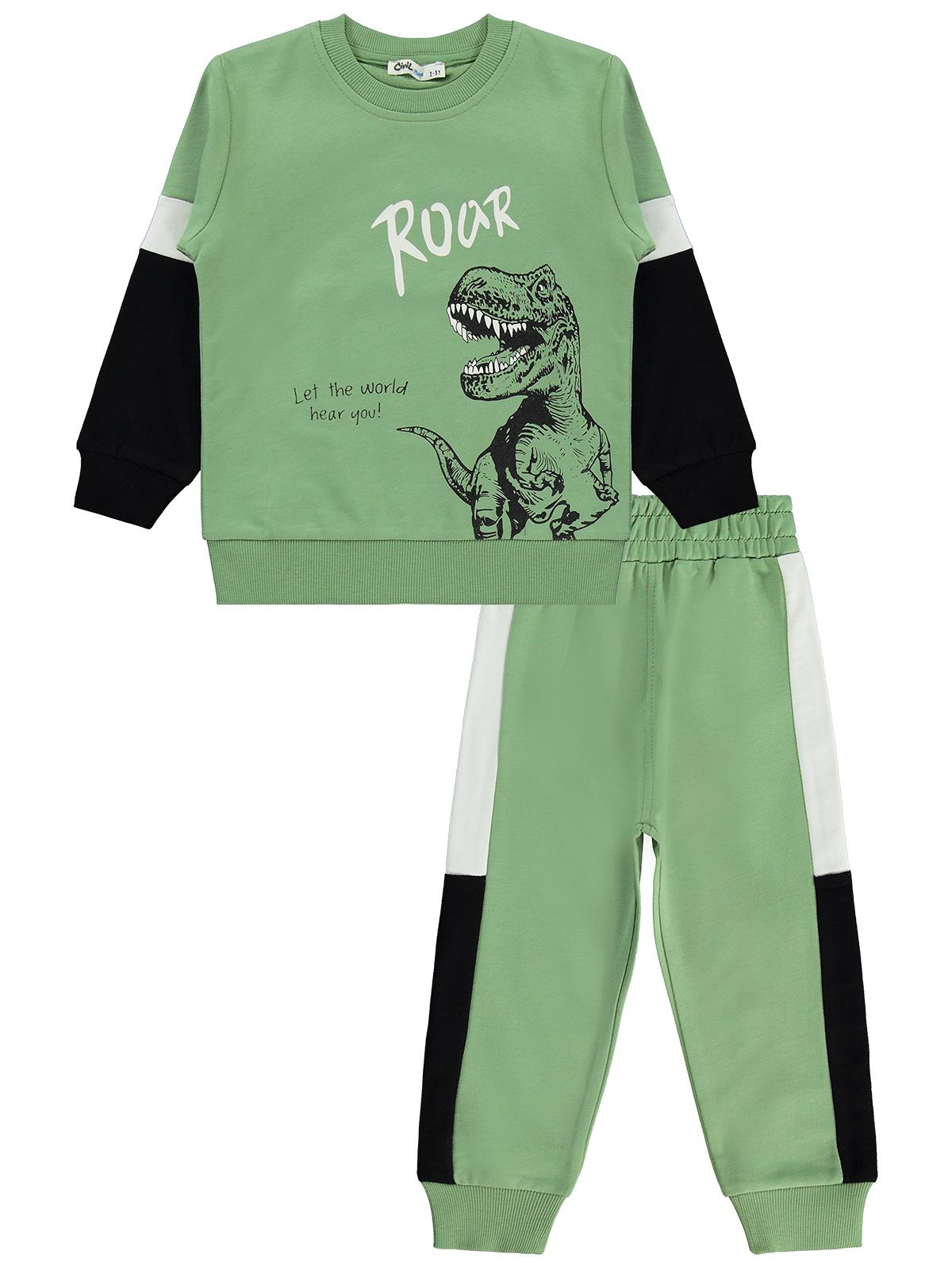 Civil Boys Dinazor Baskılı 2-5 Yaş Eşofman Takımı - Haki