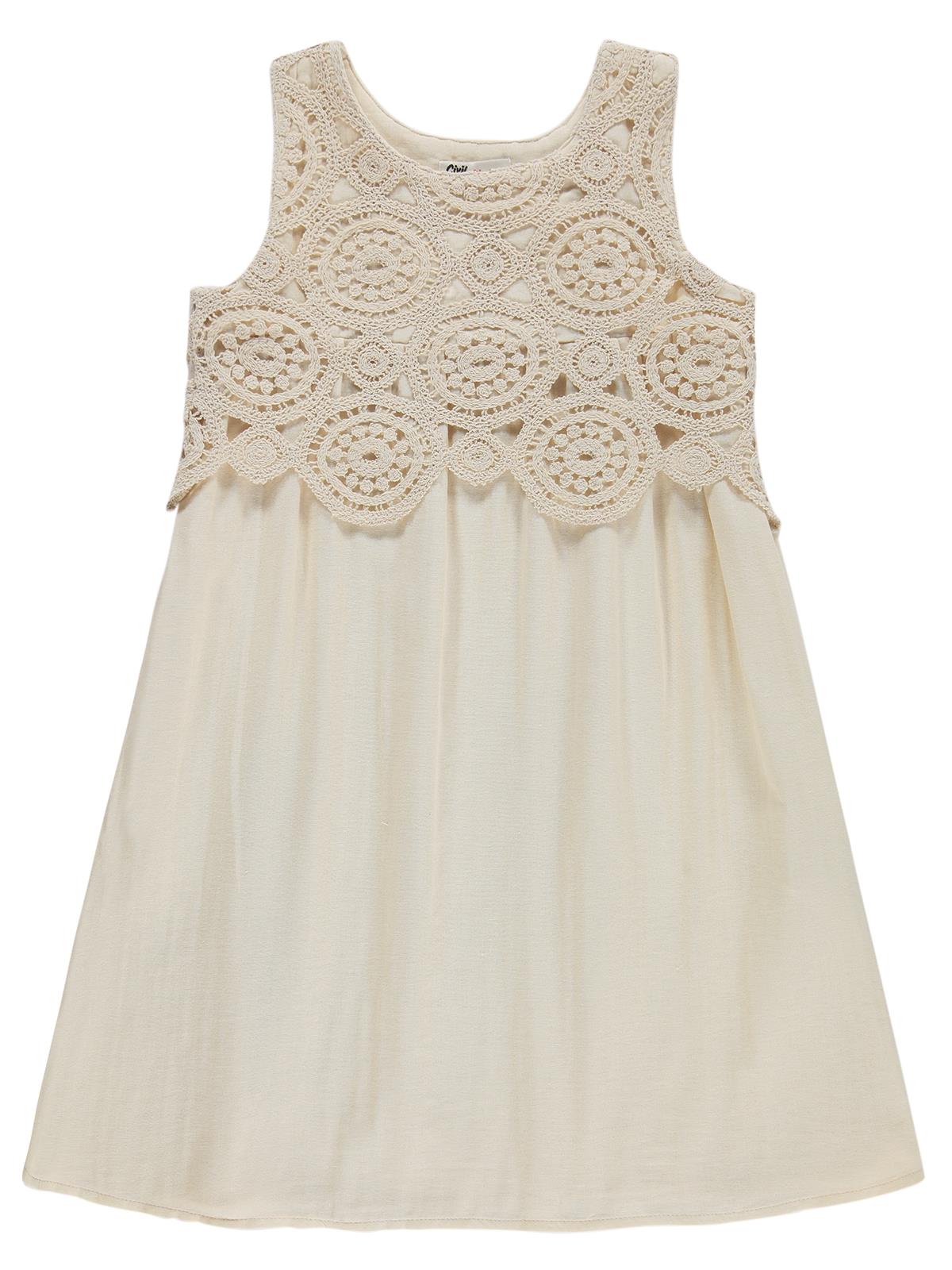 Civil Girls Dantelli 10-13 Yaş Elbise - Bej
