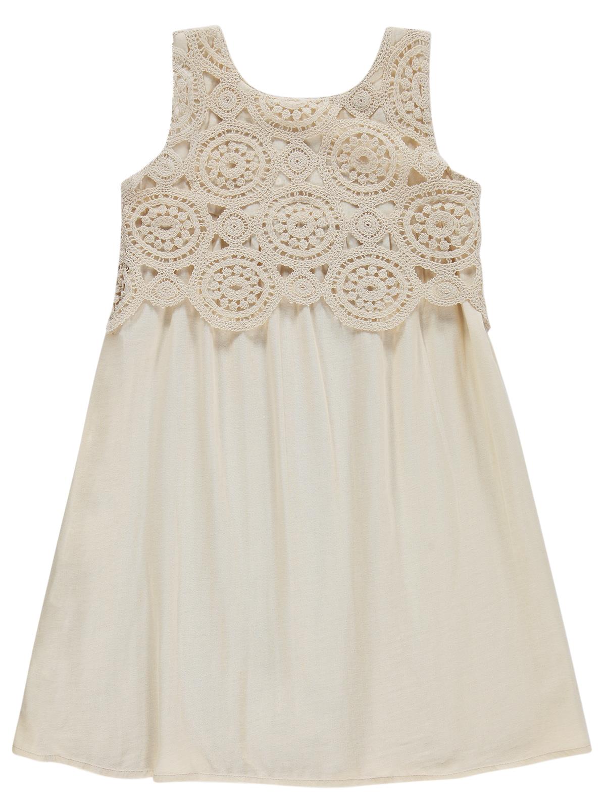 Civil Girls Dantelli 10-13 Yaş Elbise - Bej