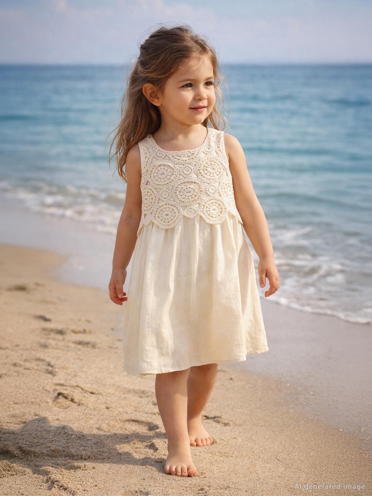 Civil Girls Dantelli 10-13 Yaş Elbise - Bej