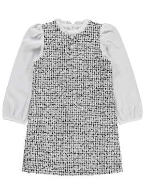 Civil Girls Düğmeli 6-9 Yaş Elbise - Siyah