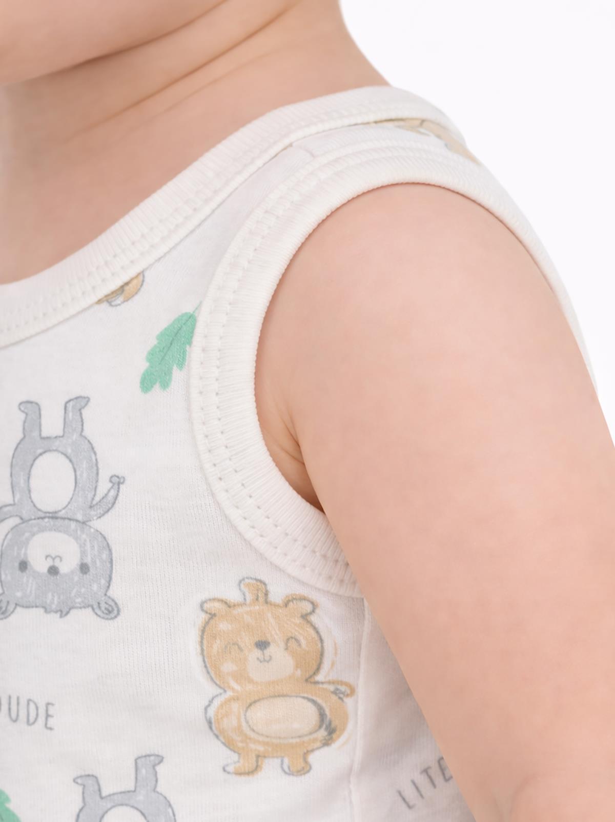 Civil Baby Ayıcık Baskılı 0-3 Yaş Çıtçıtlı Badi - Ekru