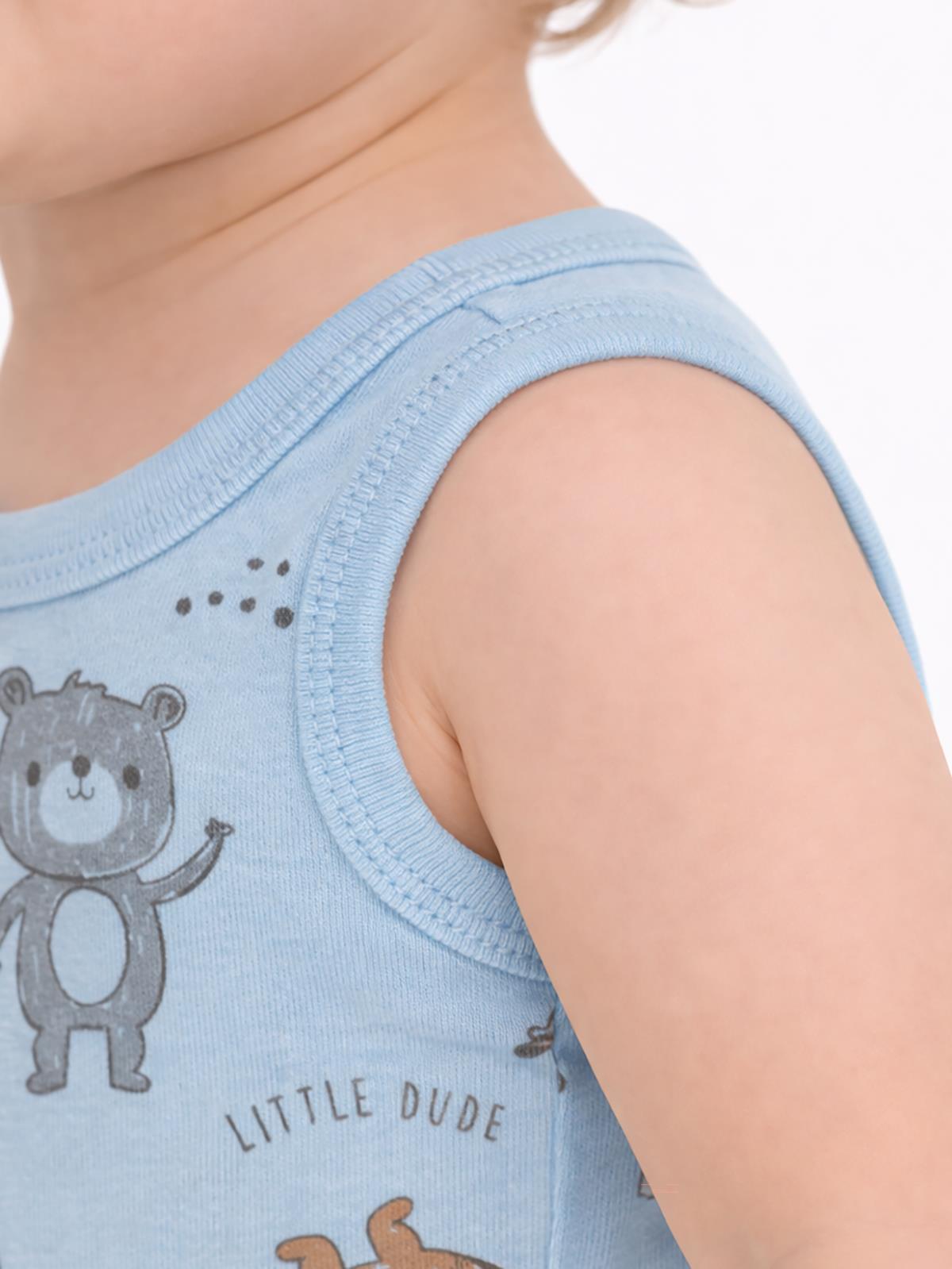 Civil Baby Ayıcık Baskılı 0-3 Yaş Çıtçıtlı Badi - Mavi