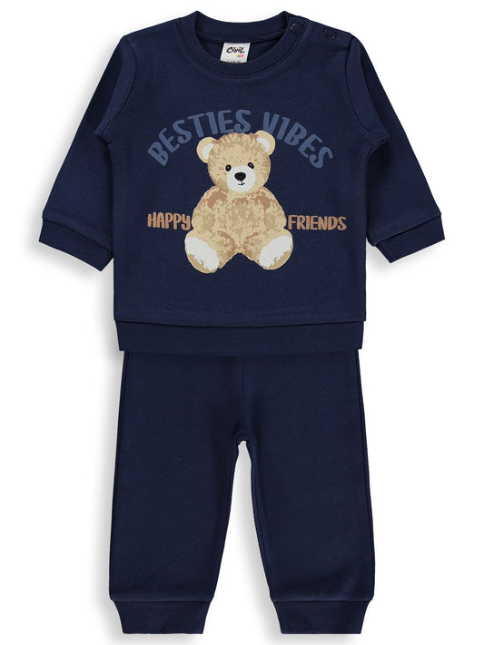 Civil Baby Ayıcık Baskılı 3-18 Ay Takım - Lacivert