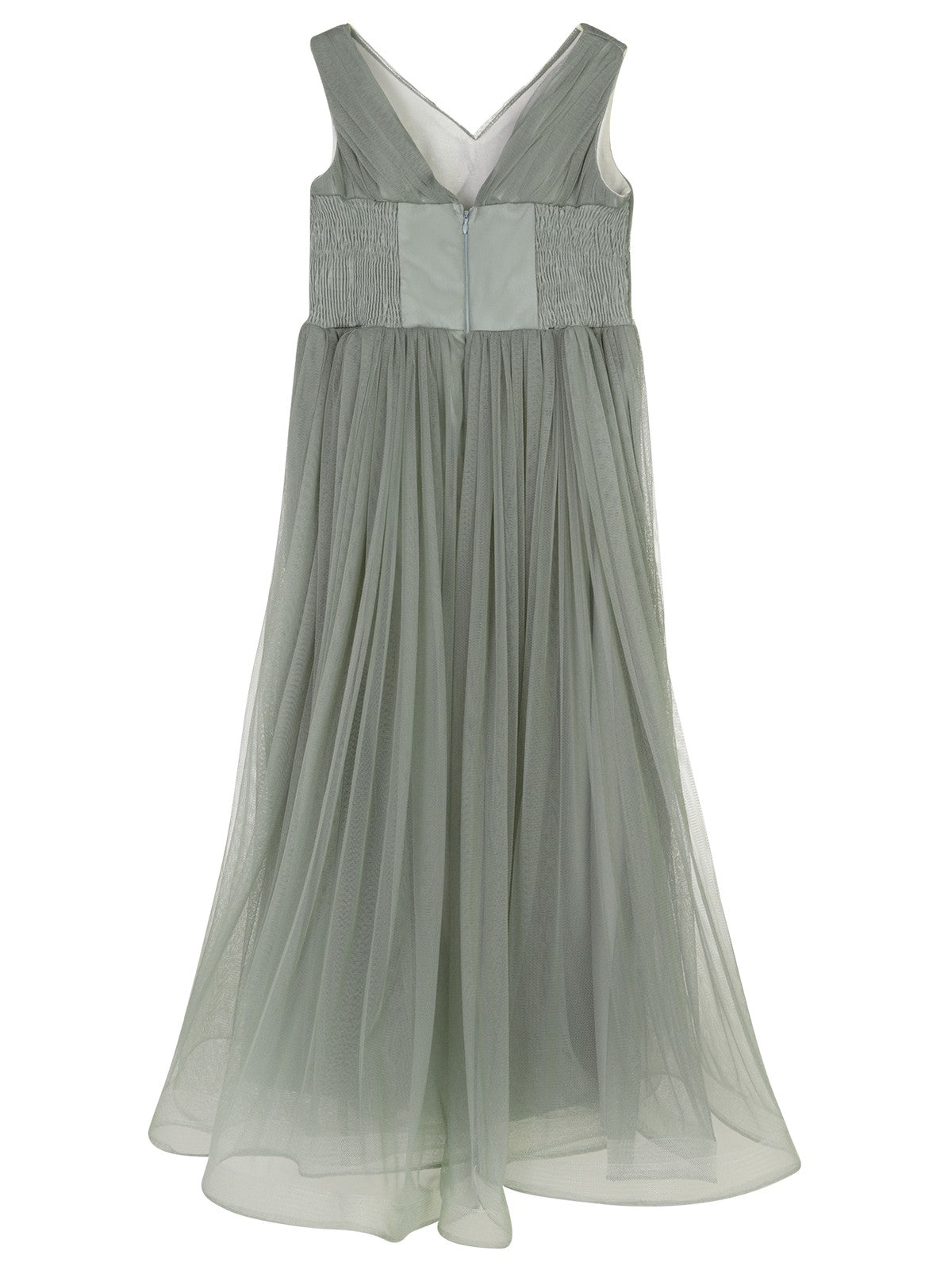 Civil Girls Beli Taşlı Tüylü 6-14 Yaş Abiye - Yeşil