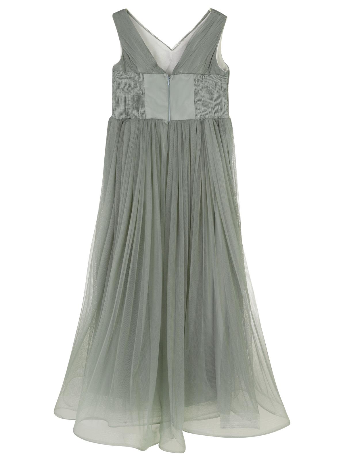 Civil Girls Beli Taşlı Tüylü 6-14 Yaş Abiye - Yeşil