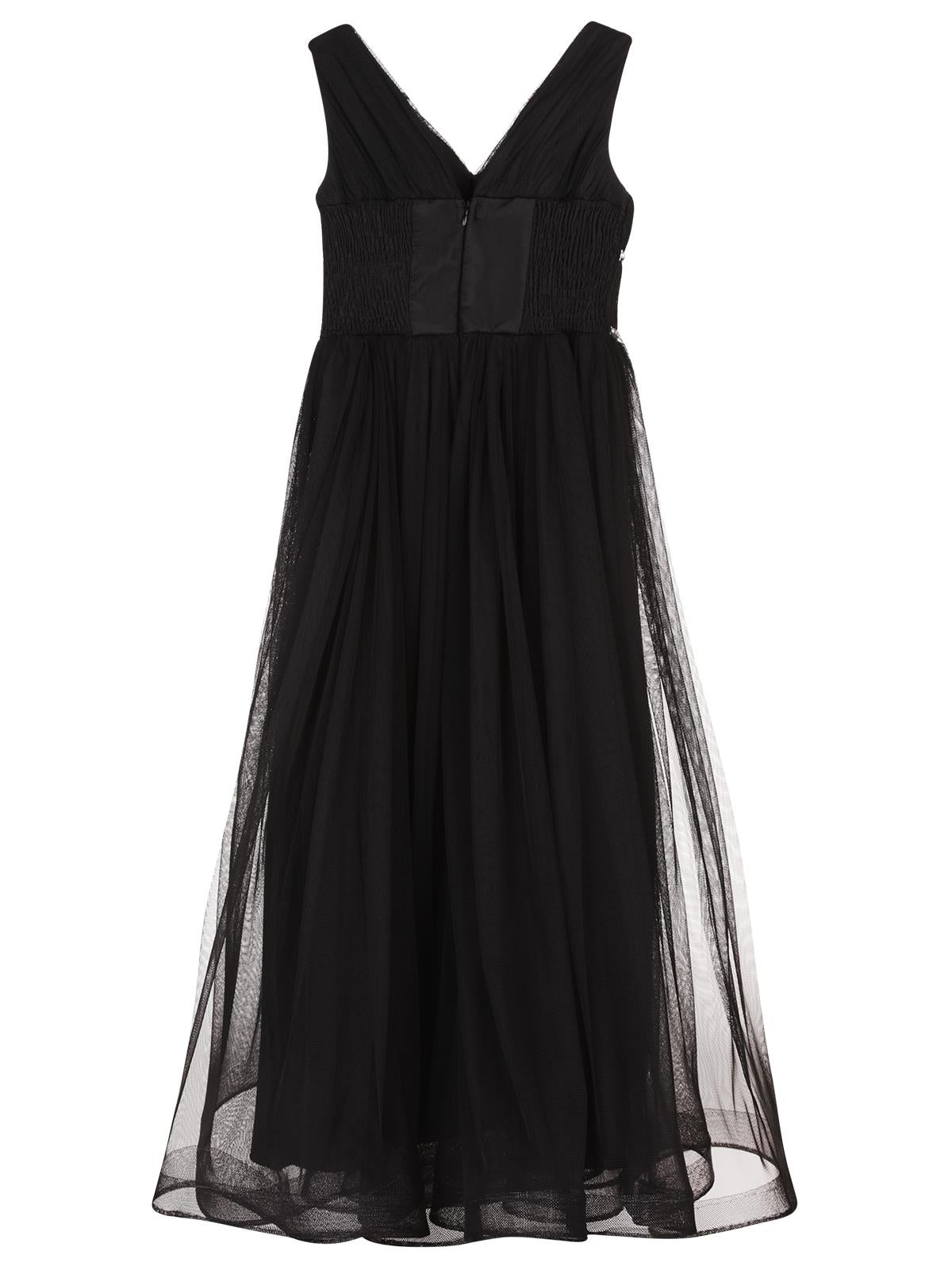 Civil Girls Beli Taşlı Tüylü 6-14 Yaş Abiye - Siyah