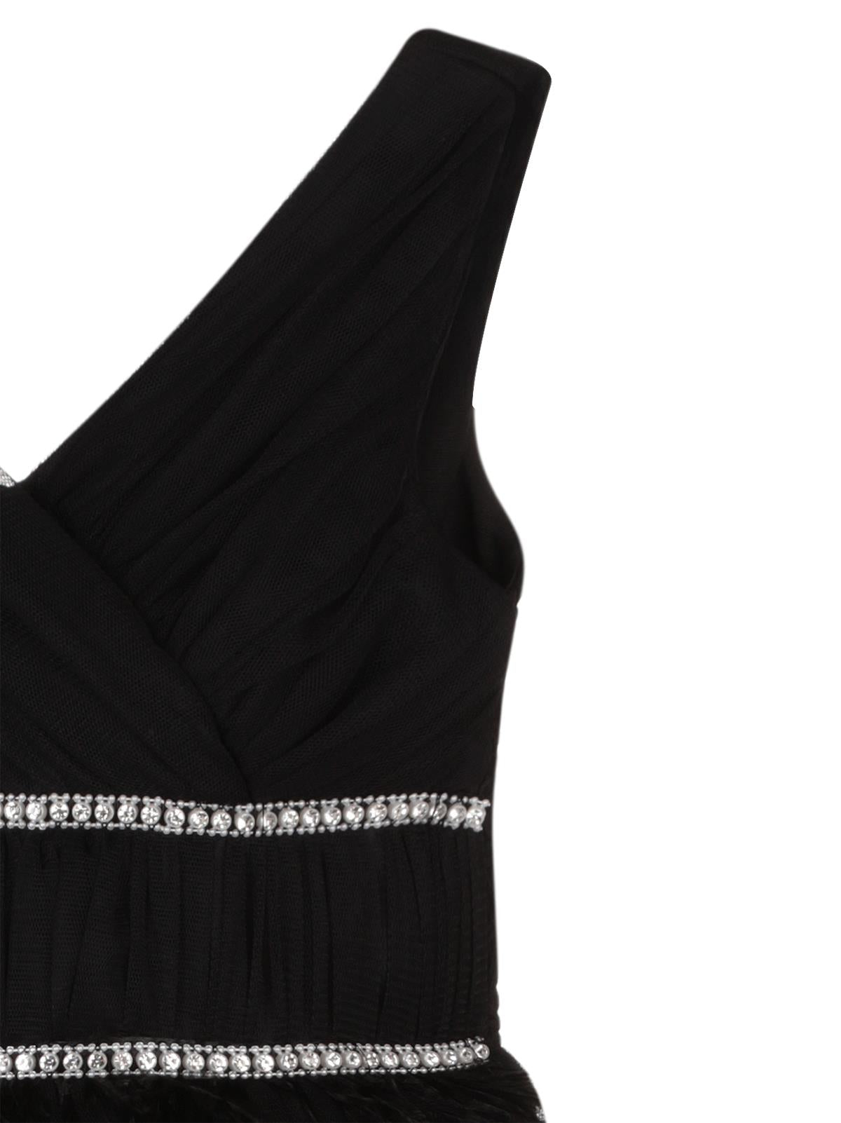 Civil Girls Beli Taşlı Tüylü 6-14 Yaş Abiye - Siyah