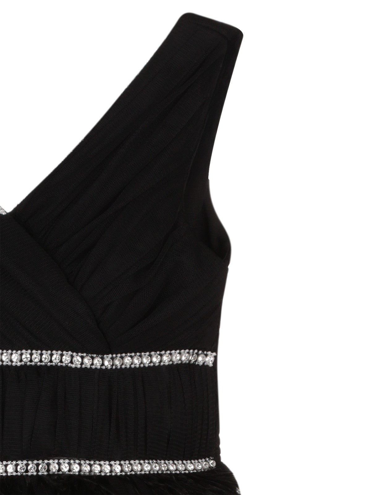 Civil Girls Beli Taşlı Tüylü 6-14 Yaş Abiye - Siyah