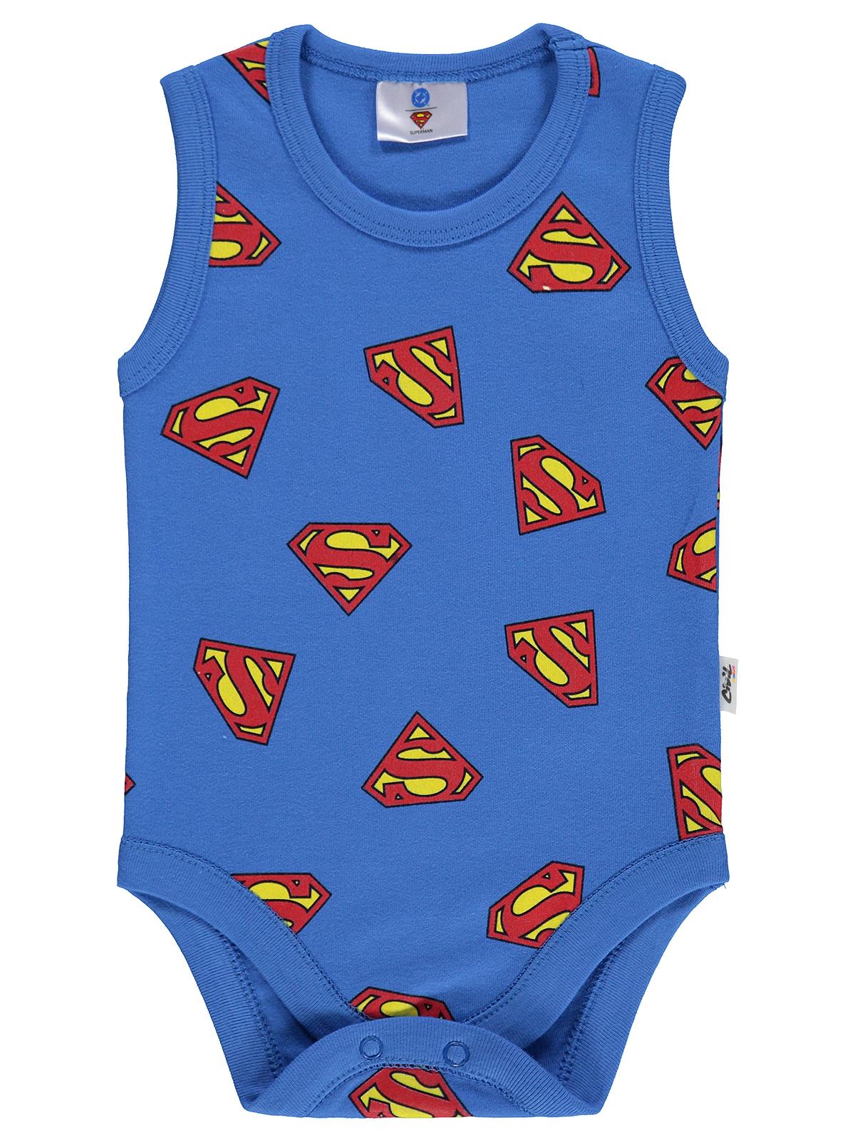 Civil Baby Superman Empirmeli 3-18 Ay Çıtçıtlı Badi - Mavi