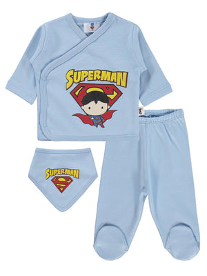 Civil Baby Superman Baskılı Zıbın Takımları - Mavi