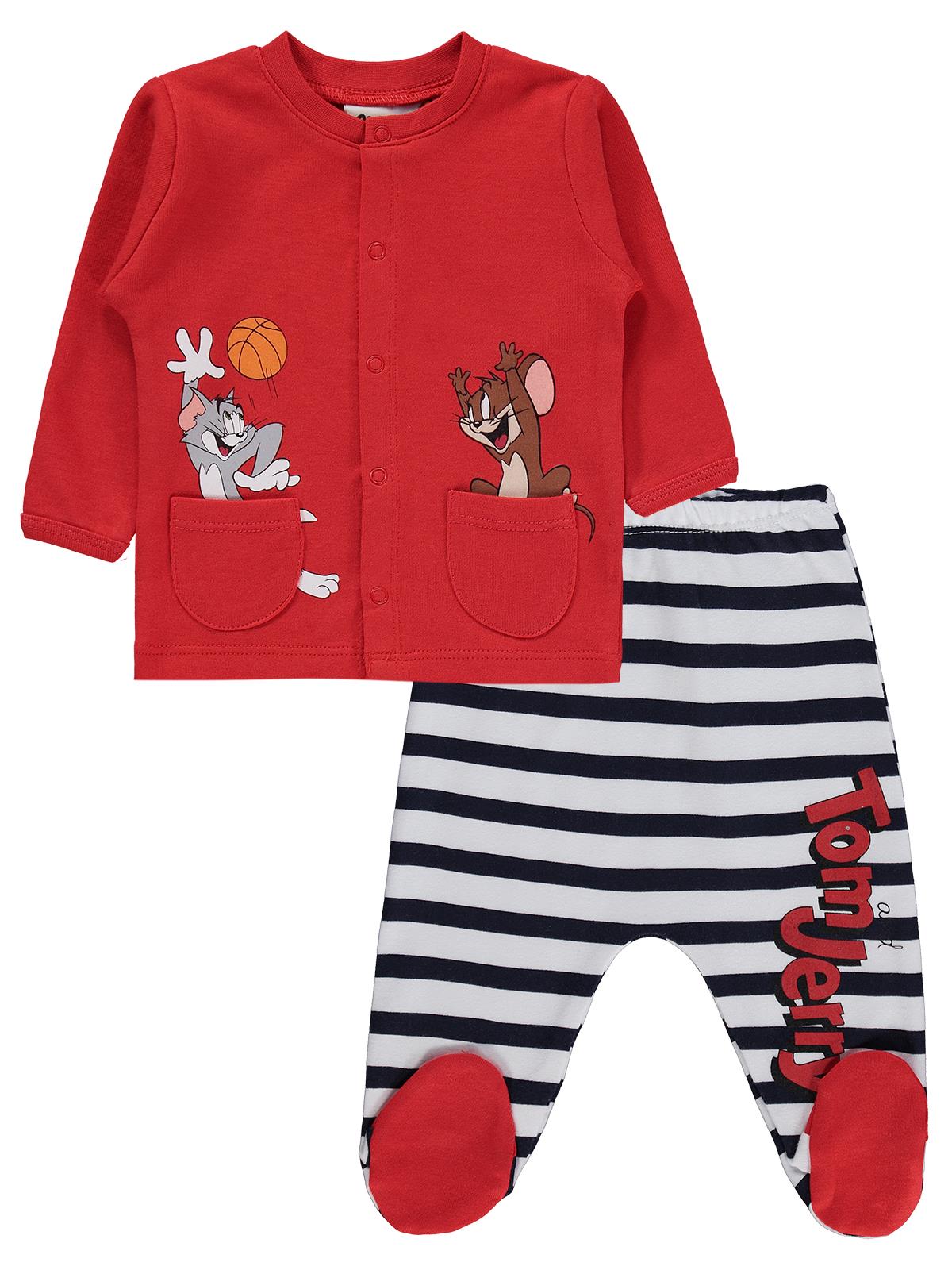 Civil Baby Tom and Jerry Baskılı 1-9 Ay Pijama Takımı - Kırmızı