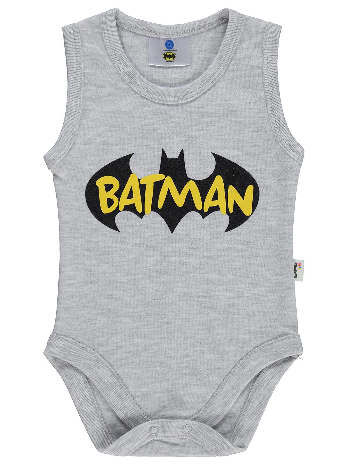 Civil Baby Batman Baskılı 3-18 Ay Çıtçıtlı Badi - Gri