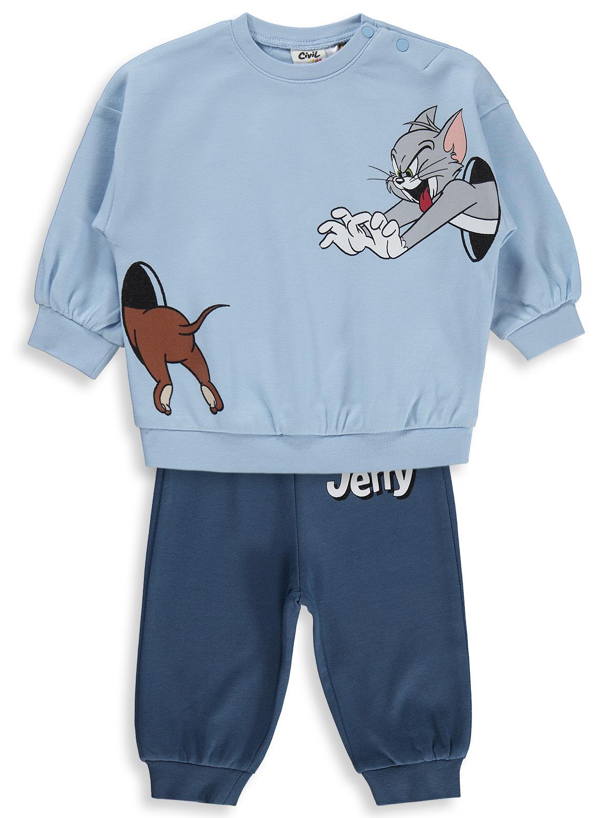 Civil Baby Tom and Jerry Baskılı 3-18 Ay Takım - Mavi
