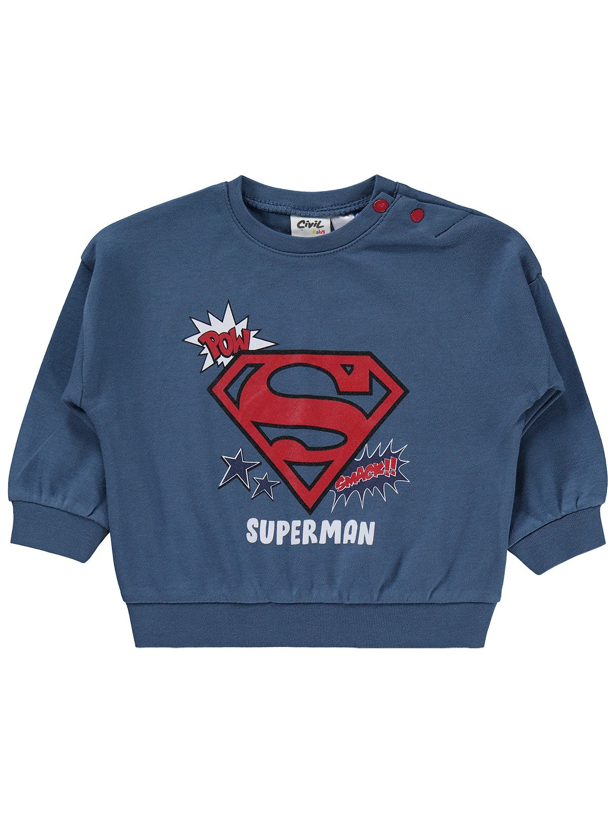Civil Baby Superman Baskılı 3-18 Ay Takım - Mavi